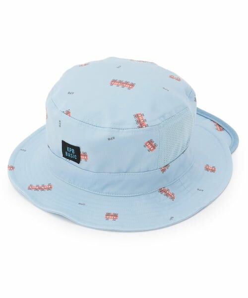 KP / ケーピー ハット | 電車総柄プリント 日除け付きハット（サックス）