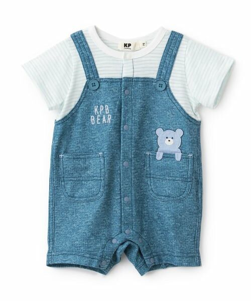 KP / ケーピー ロンパース | レイヤード風 ショートオール（ブルー）