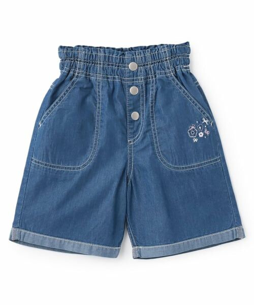 KP / ケーピー ショート・ハーフ・半端丈パンツ | カラーデニム バミューダパンツ（ブルー）