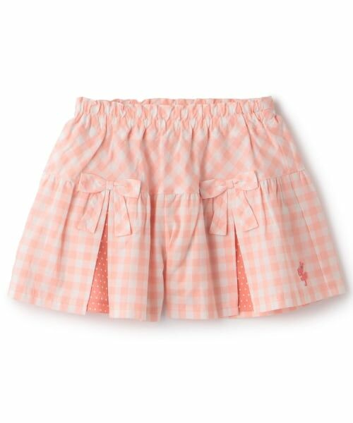 KP / ケーピー ショート・ハーフ・半端丈パンツ | 先染ギンガムチェック キュロット(ピンク)