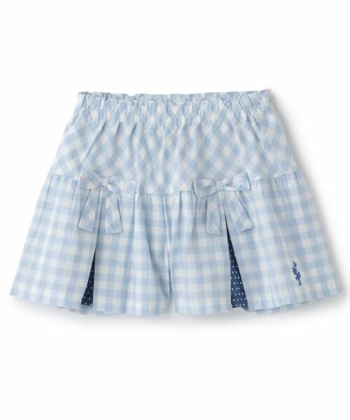 KP / ケーピー ショート・ハーフ・半端丈パンツ | 先染ギンガムチェック キュロット(サックス)