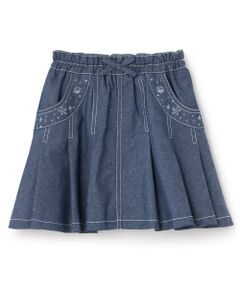 KP / ケーピー ミニ・ひざ丈スカート | ラメデニム ボリュームタック スカート