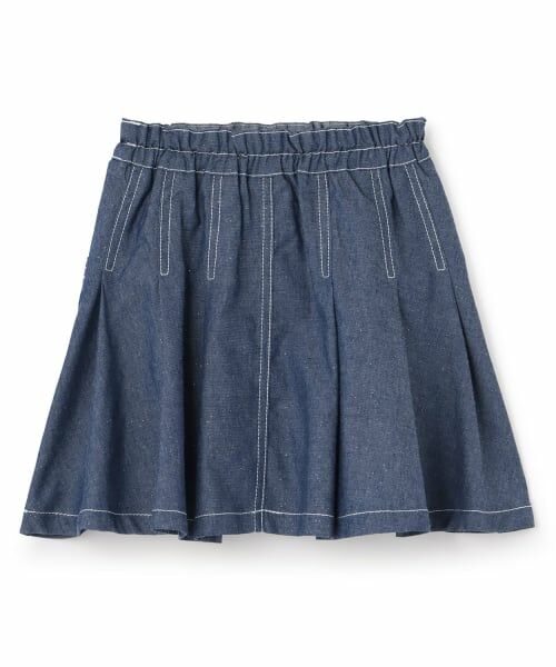 KP / ケーピー ミニ・ひざ丈スカート | ラメデニム ボリュームタック スカート | 詳細1