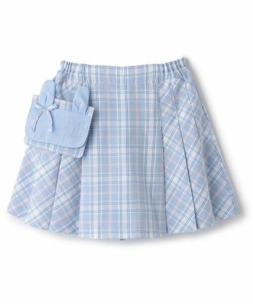 KP / ケーピー ミニ・ひざ丈スカート | 移動ポケット付き プリーツスカート（サックス）