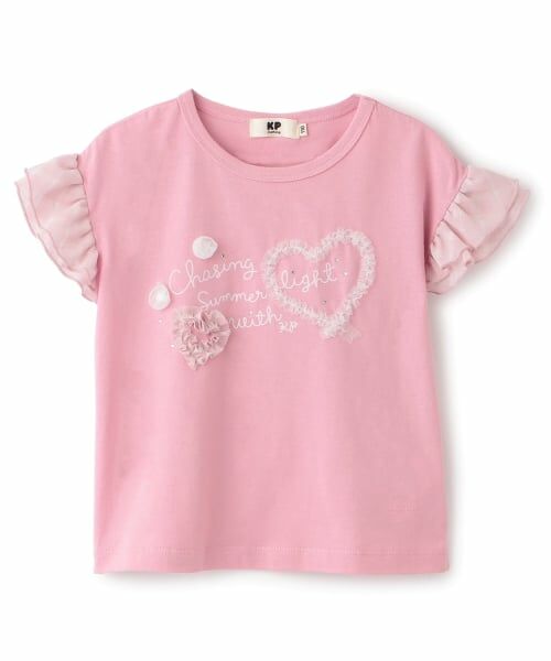 KP / ケーピー Tシャツ | 【吸水速乾】袖フリルハートモチーフTシャツ | 詳細8