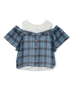 シフォンシアーチェック ドッキングＴシャツ