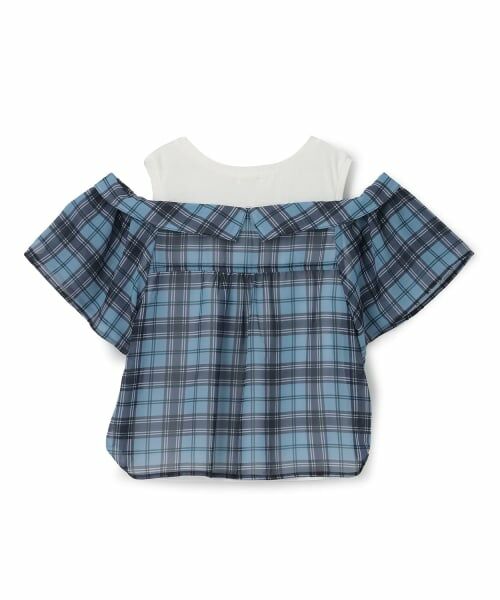 KP / ケーピー Tシャツ | シフォンシアーチェック ドッキングTシャツ | 詳細1