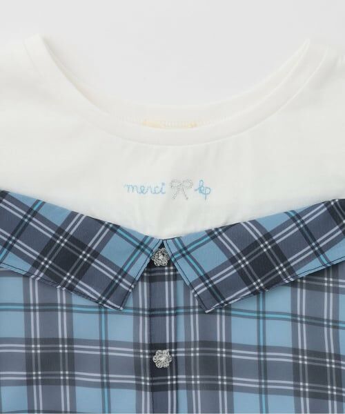 KP / ケーピー Tシャツ | シフォンシアーチェック ドッキングTシャツ | 詳細2