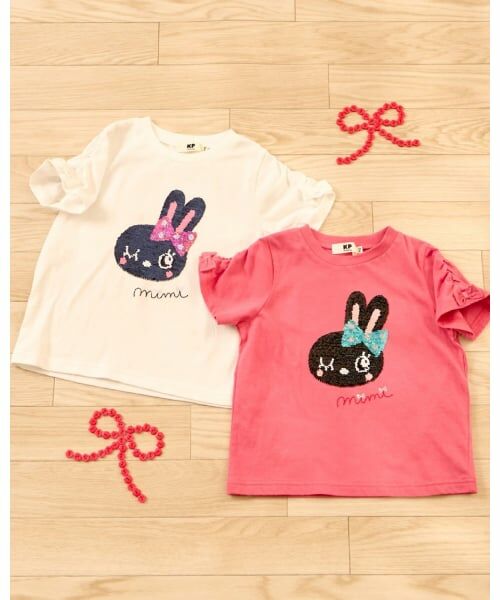 KP / ケーピー Tシャツ | mimiちゃん スパンコール刺しゅう Tシャツ | 詳細10