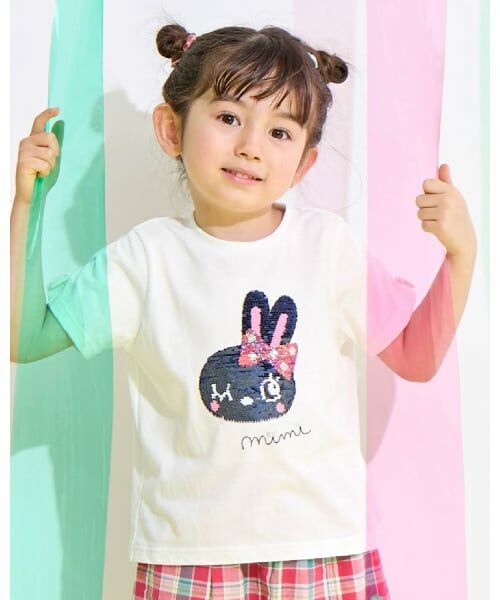 KP / ケーピー Tシャツ | mimiちゃん スパンコール刺しゅう Tシャツ | 詳細13