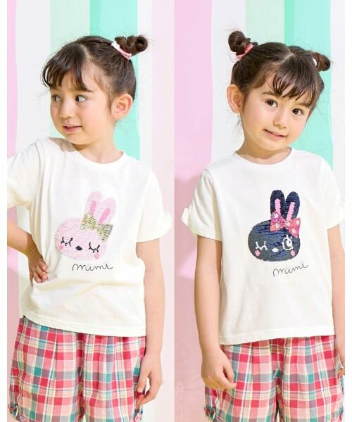 KP / ケーピー Tシャツ | mimiちゃん スパンコール刺しゅう Tシャツ | 詳細15