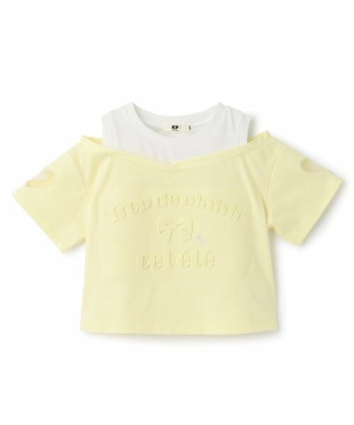 KP / ケーピー Tシャツ | エンボス加工ロゴ 肩見せTシャツ | 詳細11