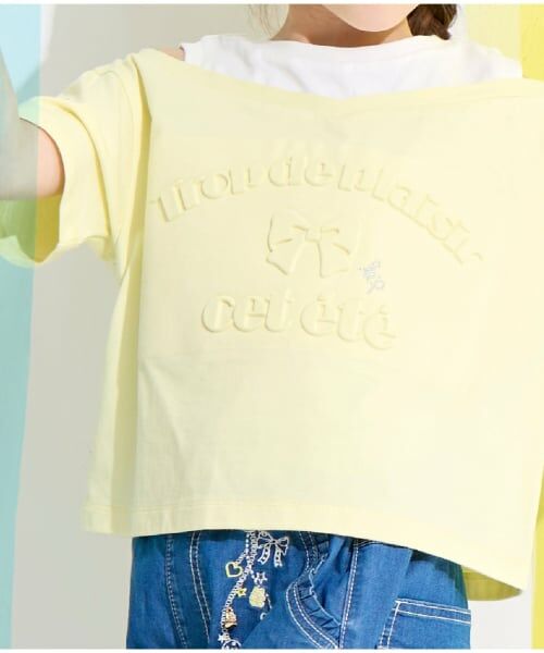 KP / ケーピー Tシャツ | エンボス加工ロゴ 肩見せTシャツ | 詳細12
