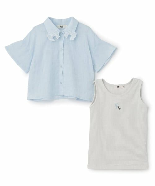 KP / ケーピー シャツ・ブラウス | シアーシャツ・テレコタンクトップ セット | 詳細2