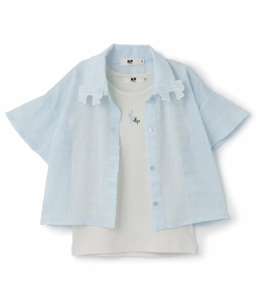 KP / ケーピー シャツ・ブラウス | シアーシャツ・テレコタンクトップ セット（サックス）