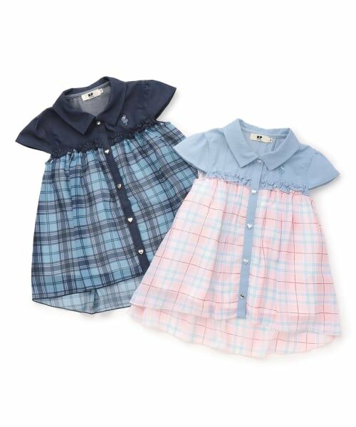 KP / ケーピー その他トップス | シフォンシアーチェック×ツイル シャツ衿チュニック | 詳細8