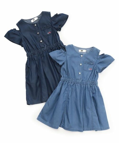 KP / ケーピー ミニ丈・ひざ丈ワンピース | 【冷感デニム】 肩見せワンピース | 詳細9