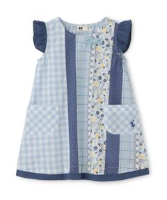 KP / ケーピー ミニ丈・ひざ丈ワンピース | ギンガム×総柄 ワンピース