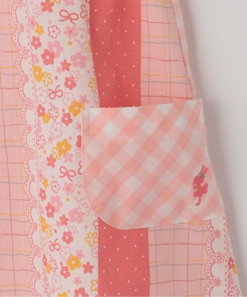 KP / ケーピー ミニ丈・ひざ丈ワンピース | ギンガム×総柄 ワンピース | 詳細4