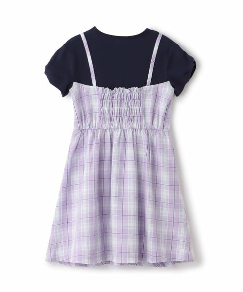 KP / ケーピー ミニ丈・ひざ丈ワンピース | 先染チェック レイヤード風ワンピース | 詳細1