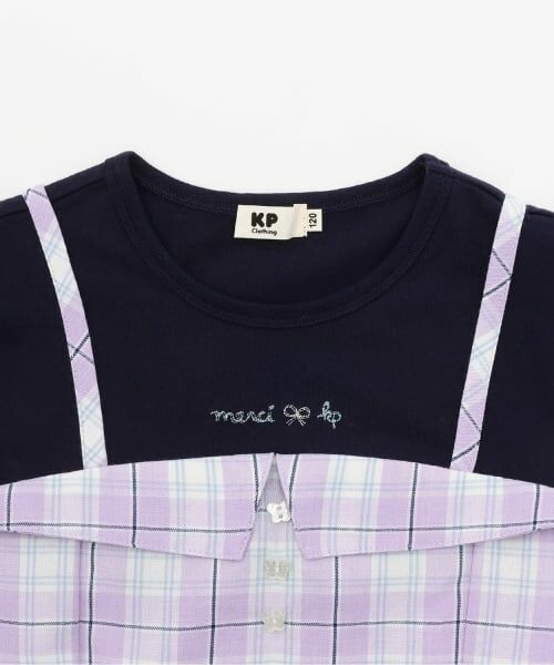 KP / ケーピー ミニ丈・ひざ丈ワンピース | 先染チェック レイヤード風ワンピース | 詳細2