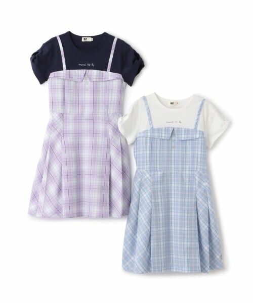 KP / ケーピー ミニ丈・ひざ丈ワンピース | 先染チェック レイヤード風ワンピース | 詳細9