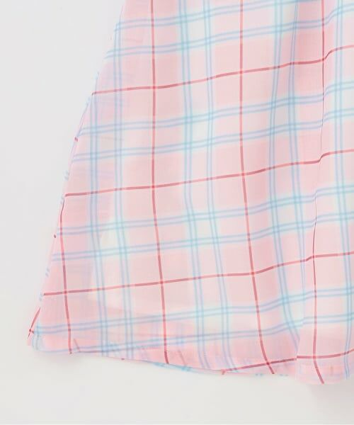 KP / ケーピー ミニ丈・ひざ丈ワンピース | シフォンチェック×天竺 胸フリルワンピース | 詳細5