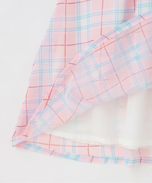KP / ケーピー ミニ丈・ひざ丈ワンピース | シフォンチェック×天竺 胸フリルワンピース | 詳細6