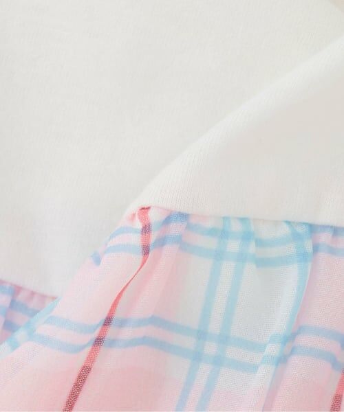 KP / ケーピー ミニ丈・ひざ丈ワンピース | シフォンチェック×天竺 胸フリルワンピース | 詳細7