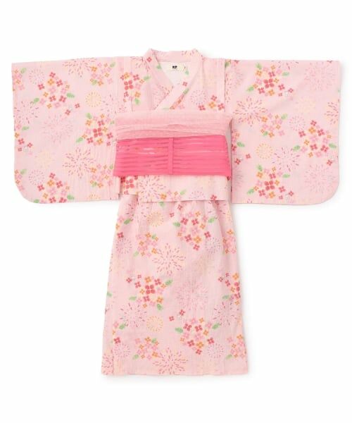 KP / ケーピー 着物・浴衣・小物類 | 花火あじさい柄 浴衣･帯付き（ピンク）
