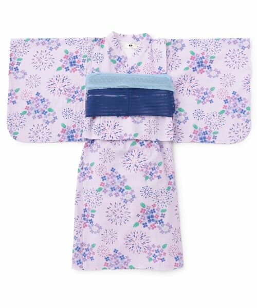 KP / ケーピー 着物・浴衣・小物類 | 花火あじさい柄 浴衣･帯付き（ラベンダー）