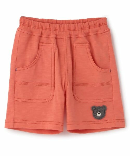 KP / ケーピー ショート・ハーフ・半端丈パンツ | くま編みモチーフ付き ハーフパンツ（赤）