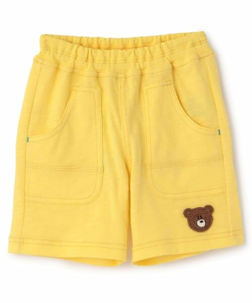 KP / ケーピー ショート・ハーフ・半端丈パンツ | くま編みモチーフ付き ハーフパンツ（黄）