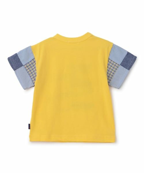 KP / ケーピー Tシャツ | 電車モチーフ パッチワーク袖 Tシャツ | 詳細1
