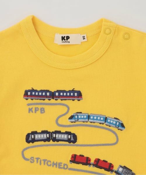 KP / ケーピー Tシャツ | 電車モチーフ パッチワーク袖 Tシャツ | 詳細2