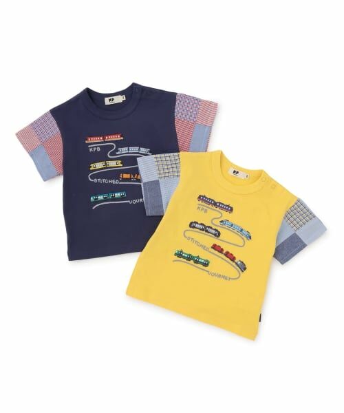 KP / ケーピー Tシャツ | 電車モチーフ パッチワーク袖 Tシャツ | 詳細7