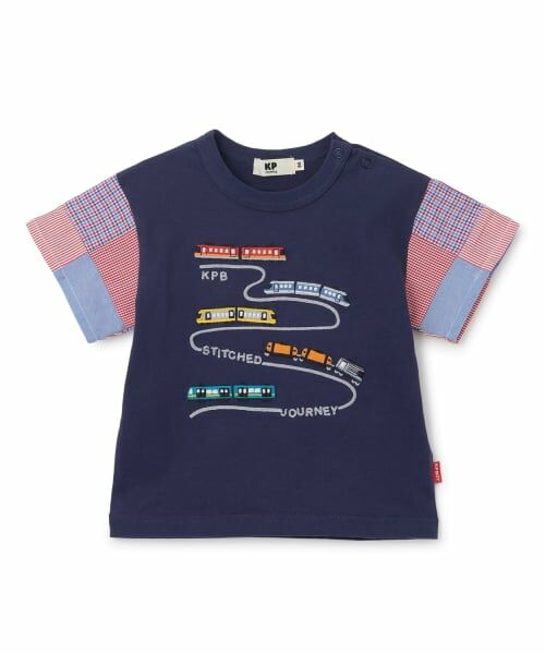 KP / ケーピー Tシャツ | 電車モチーフ パッチワーク袖 Tシャツ | 詳細8