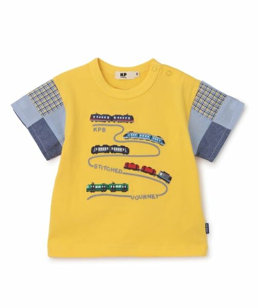 KP / ケーピー Tシャツ | 電車モチーフ パッチワーク袖 Tシャツ | 詳細9