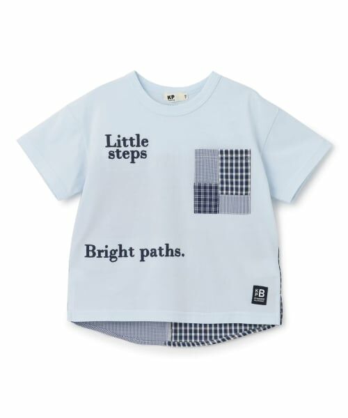 KP / ケーピー Tシャツ | パッチワーク切り替え Tシャツ（サックス）