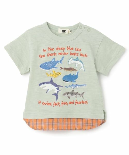 KP / ケーピー Tシャツ | シャークモチーフ Tシャツ（ミント）