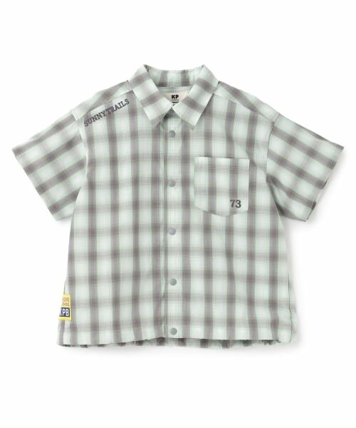 KP / ケーピー シャツ・ブラウス | オンブレチェック 半袖シャツ（カーキ）