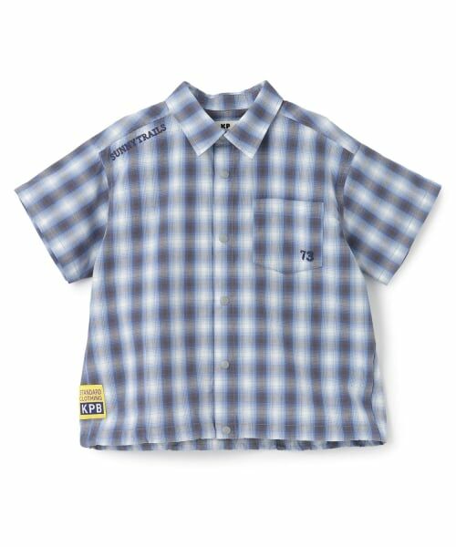 KP / ケーピー シャツ・ブラウス | オンブレチェック 半袖シャツ（ブルー）