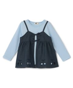 KP / ケーピー その他トップス | デニム風ツイル×天竺 長袖チュニック