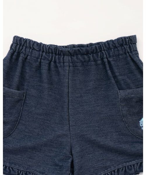 KP / ケーピー ショート・ハーフ・半端丈パンツ | デニム風ニットツイル 裾フリル ショートパンツ | 詳細2