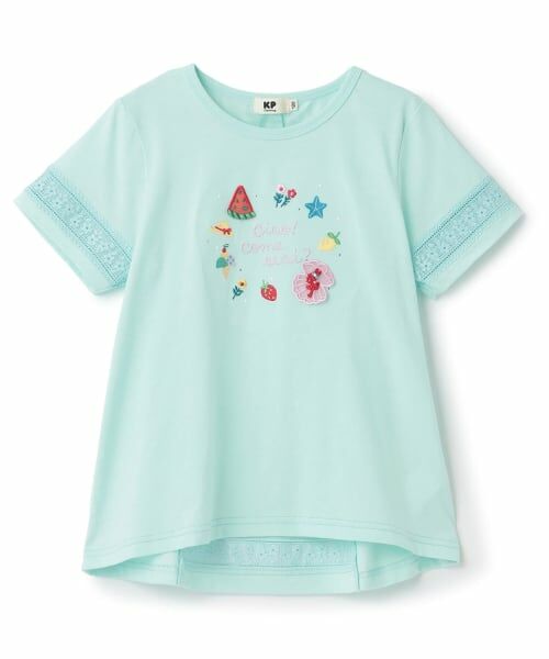KP / ケーピー Tシャツ | レース切り替え袖 Tシャツ（ミント）