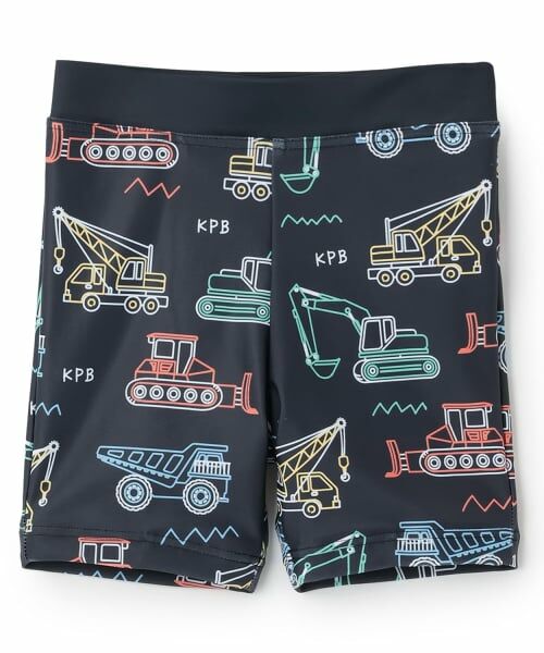 KP / ケーピー 水着・スイムグッズ | 働く車プリント スイムショーツ(黒)