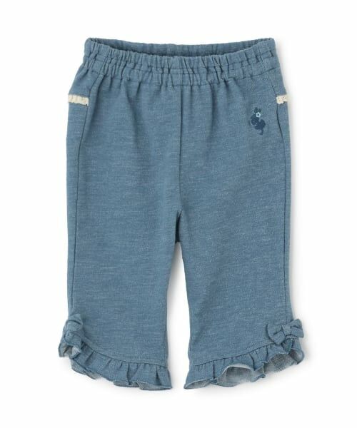 KP / ケーピー ショート・ハーフ・半端丈パンツ | デニム風ニットツイル パンツ 6分丈(ブルー)