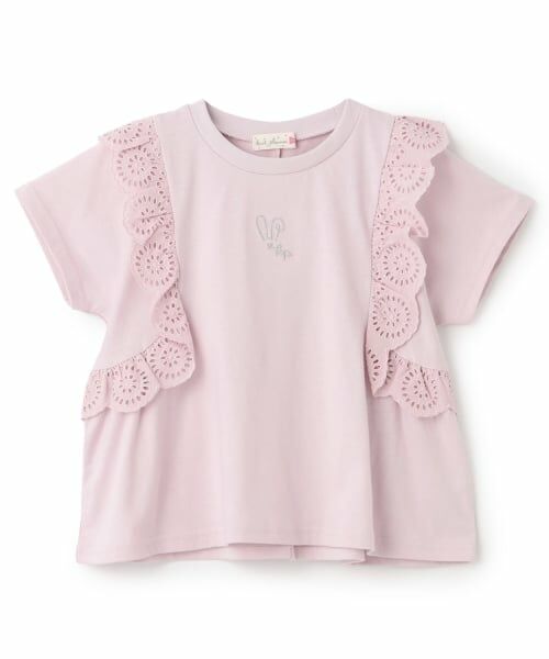 KP / ケーピー Tシャツ | 肩レースTシャツ(ピンク)