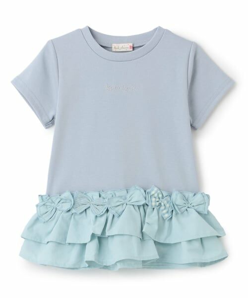 KP / ケーピー Tシャツ | ペプラムリボンプルオーバー(サックス)