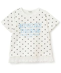 KP / ケーピー Tシャツ | 裾レース パールモチーフ Tシャツ